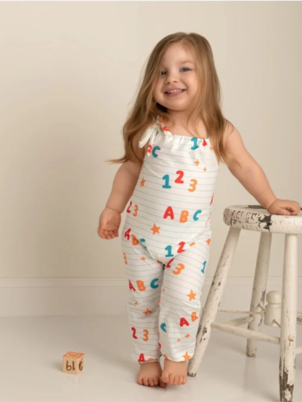 NWT Addison Smarty Pants ABC 123 Adjustable Strap Jumpsuit Girls